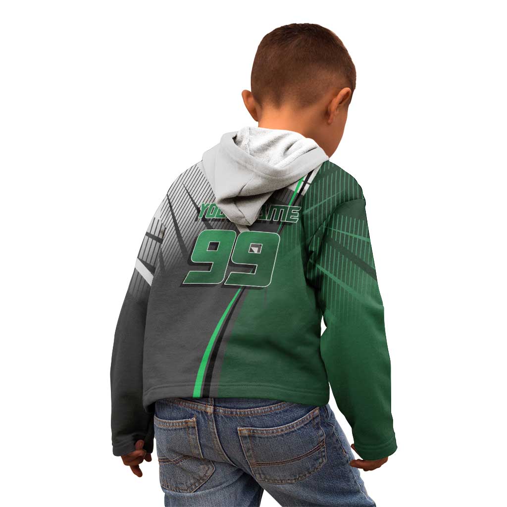 Personalized Maki Zenin Jujutsu Kaisen Kid Hoodie Anime Soccer Design, Green Monochrome Action Pose