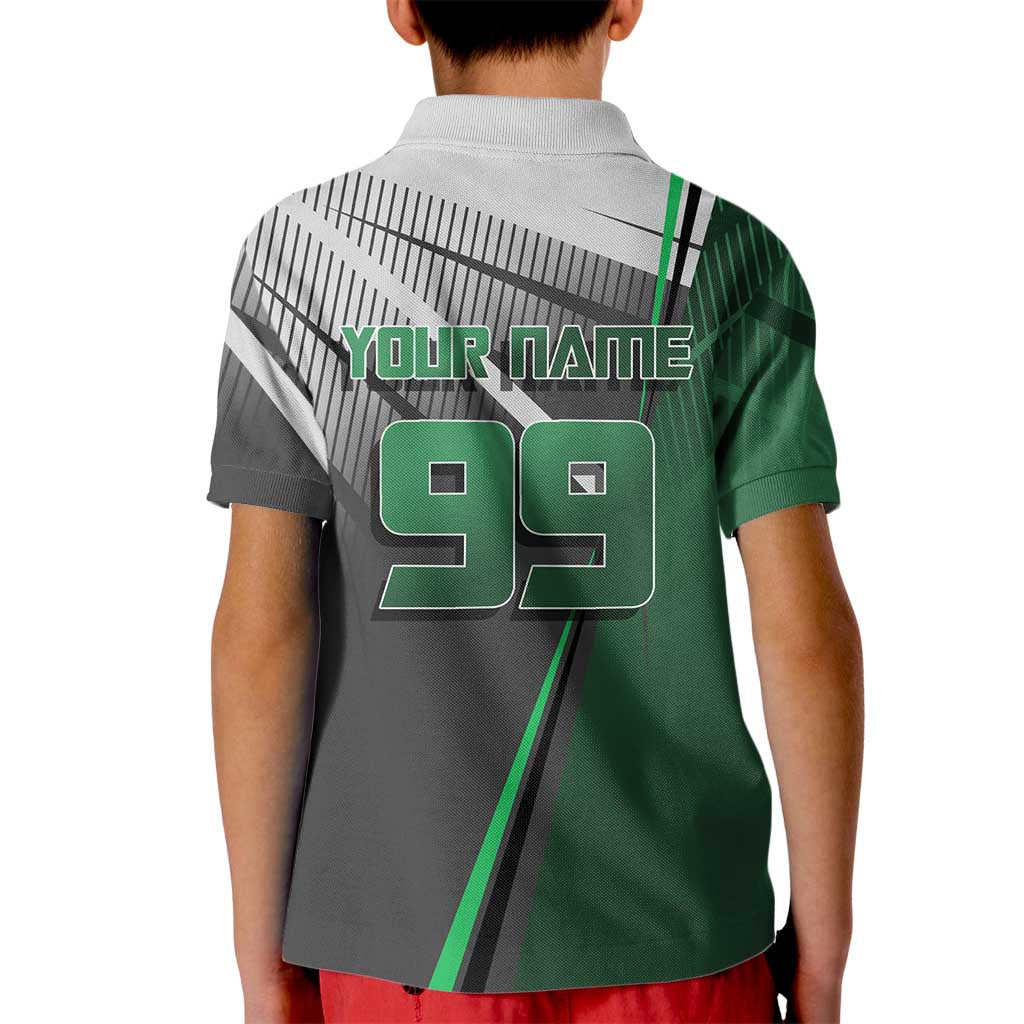 Personalized Maki Zenin Jujutsu Kaisen Kid Polo Shirt Anime Soccer Design, Green Monochrome Action Pose