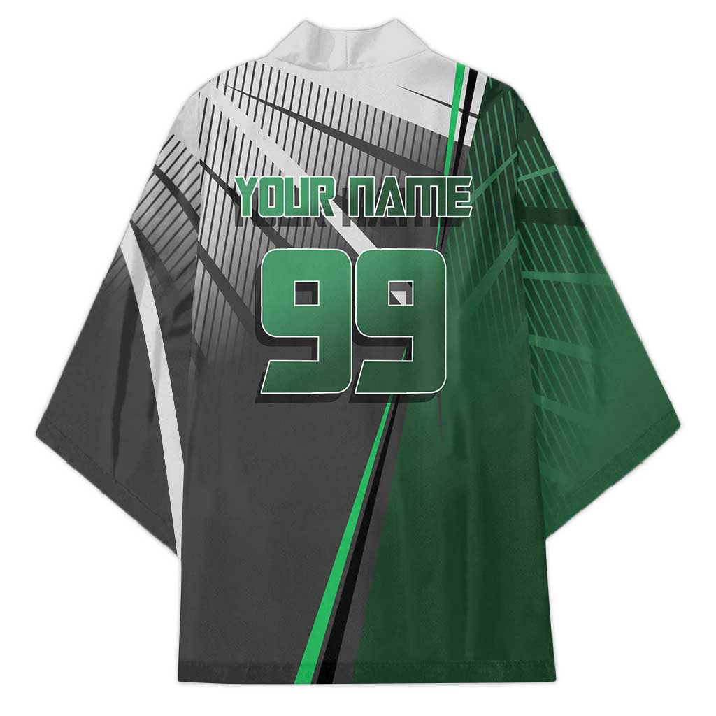 Personalized Maki Zenin Jujutsu Kaisen Kimono Anime Soccer Design, Green Monochrome Action Pose