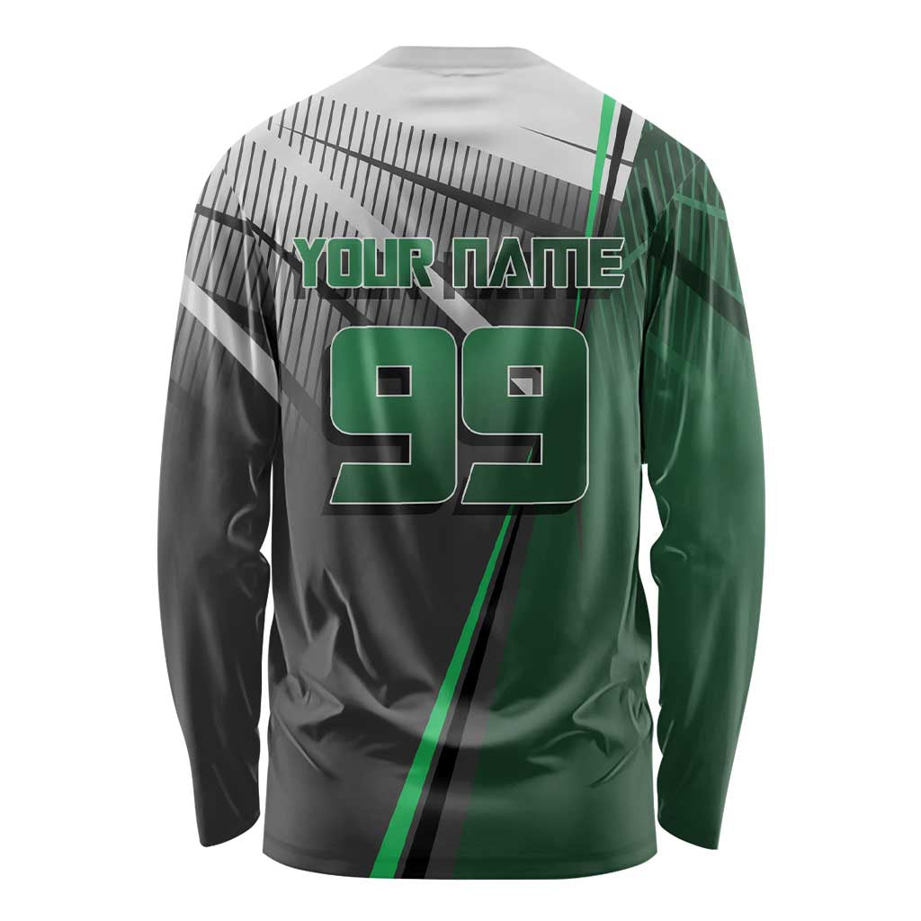 Personalized Maki Zenin Jujutsu Kaisen Long Sleeve Shirt Anime Soccer Design, Green Monochrome Action Pose