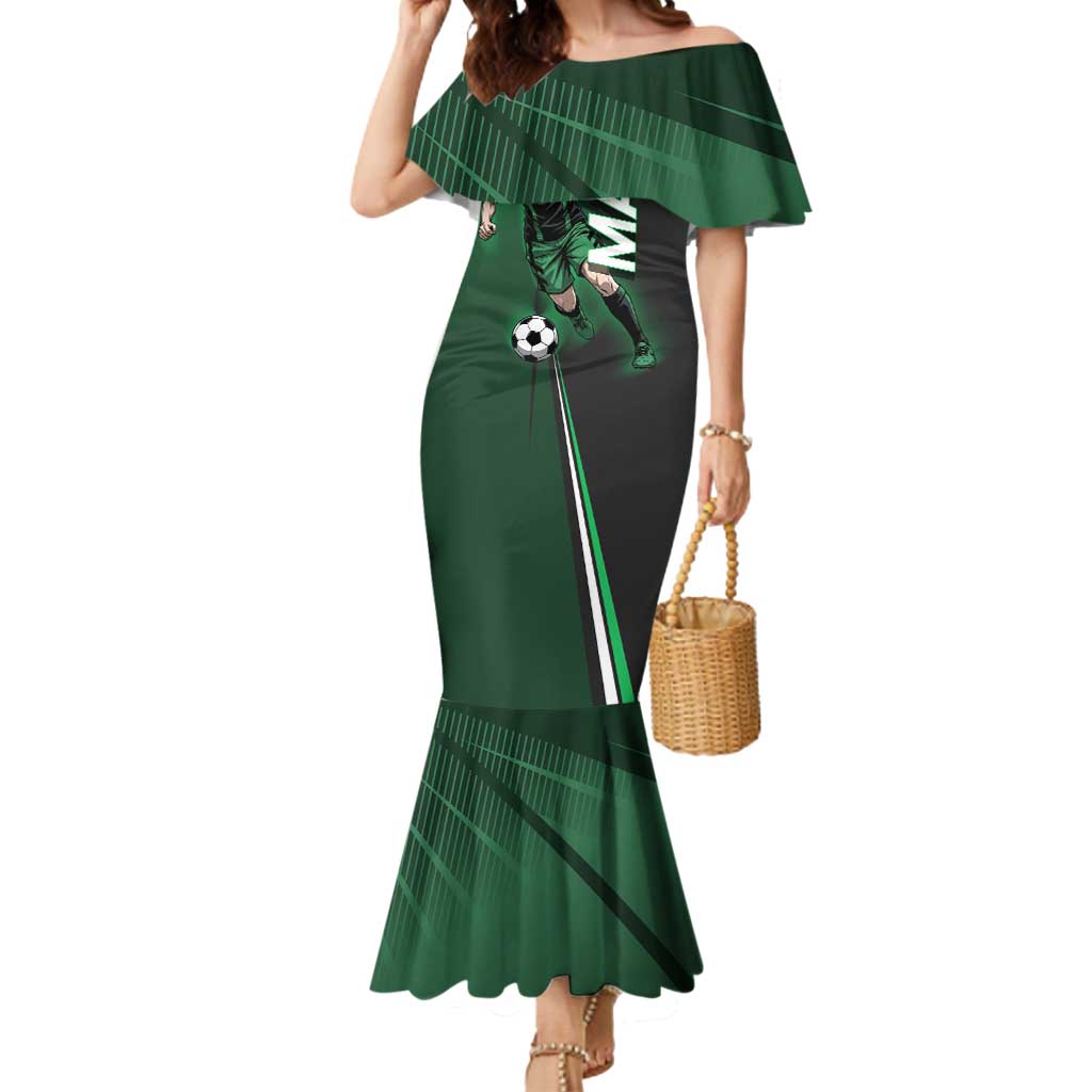 Personalized Maki Zenin Jujutsu Kaisen Mermaid Dress Anime Soccer Design, Green Monochrome Action Pose