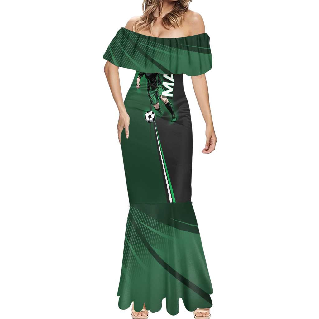 Personalized Maki Zenin Jujutsu Kaisen Mermaid Dress Anime Soccer Design, Green Monochrome Action Pose