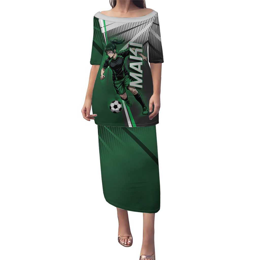 Personalized Maki Zenin Jujutsu Kaisen Puletasi Anime Soccer Design, Green Monochrome Action Pose