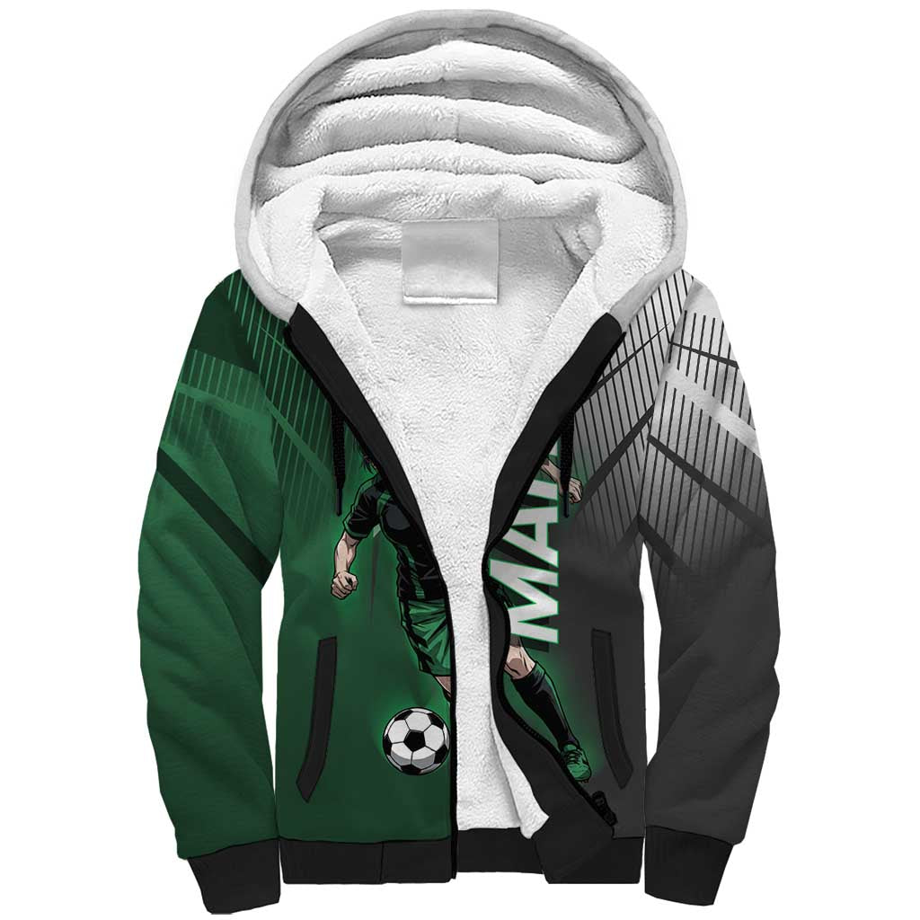 Personalized Maki Zenin Jujutsu Kaisen Sherpa Hoodie Anime Soccer Design, Green Monochrome Action Pose