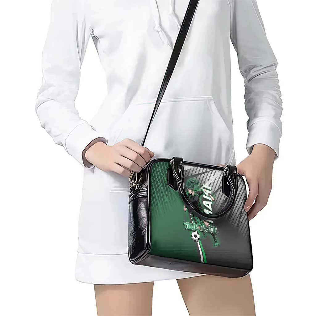 Personalized Maki Zenin Jujutsu Kaisen Shoulder Handbag Anime Soccer Design, Green Monochrome Action Pose