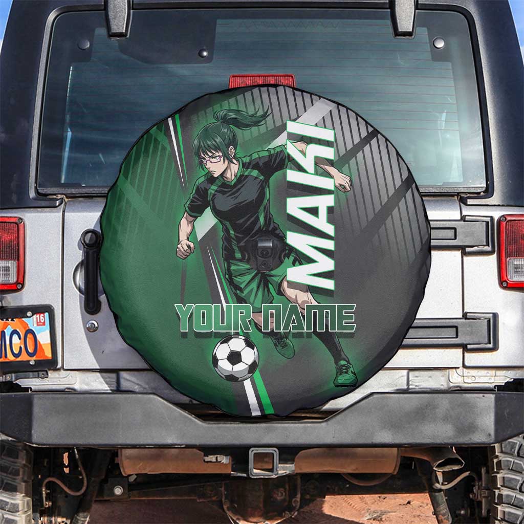 Personalized Maki Zenin Jujutsu Kaisen Spare Tire Cover Anime Soccer Design, Green Monochrome Action Pose