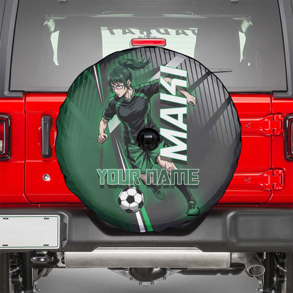 Personalized Maki Zenin Jujutsu Kaisen Spare Tire Cover Anime Soccer Design, Green Monochrome Action Pose