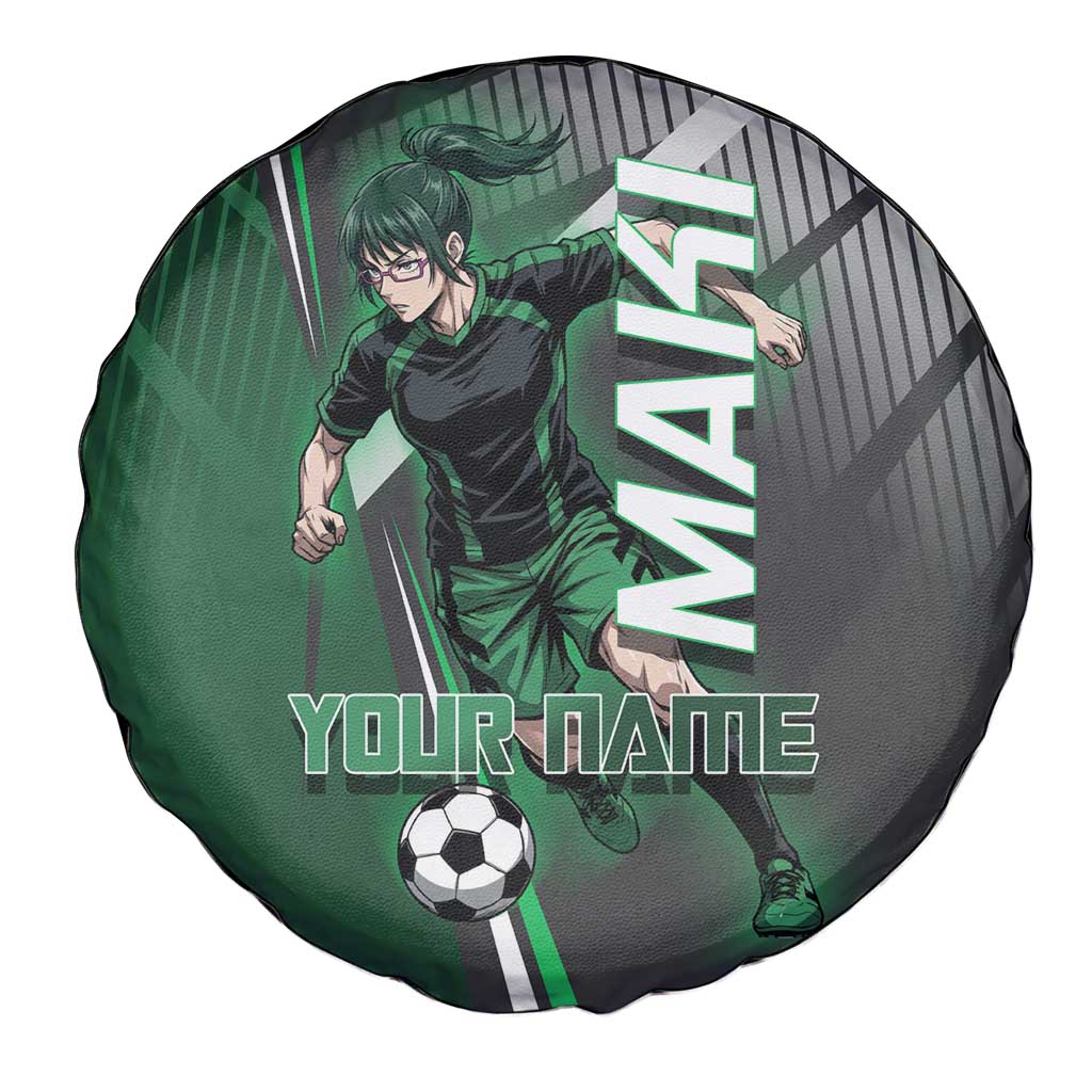 Personalized Maki Zenin Jujutsu Kaisen Spare Tire Cover Anime Soccer Design, Green Monochrome Action Pose