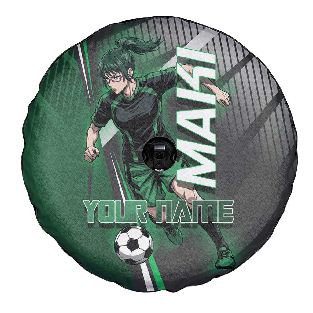 Personalized Maki Zenin Jujutsu Kaisen Spare Tire Cover Anime Soccer Design, Green Monochrome Action Pose