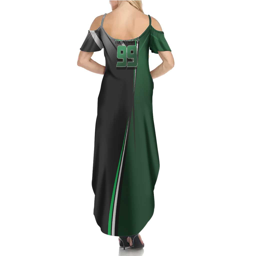 Personalized Maki Zenin Jujutsu Kaisen Summer Maxi Dress Anime Soccer Design, Green Monochrome Action Pose