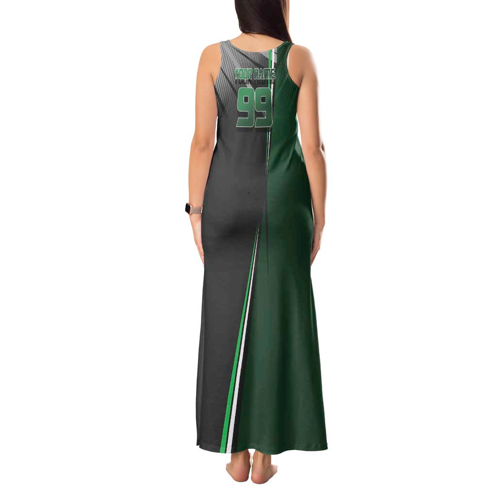 Personalized Maki Zenin Jujutsu Kaisen Tank Maxi Dress Anime Soccer Design, Green Monochrome Action Pose