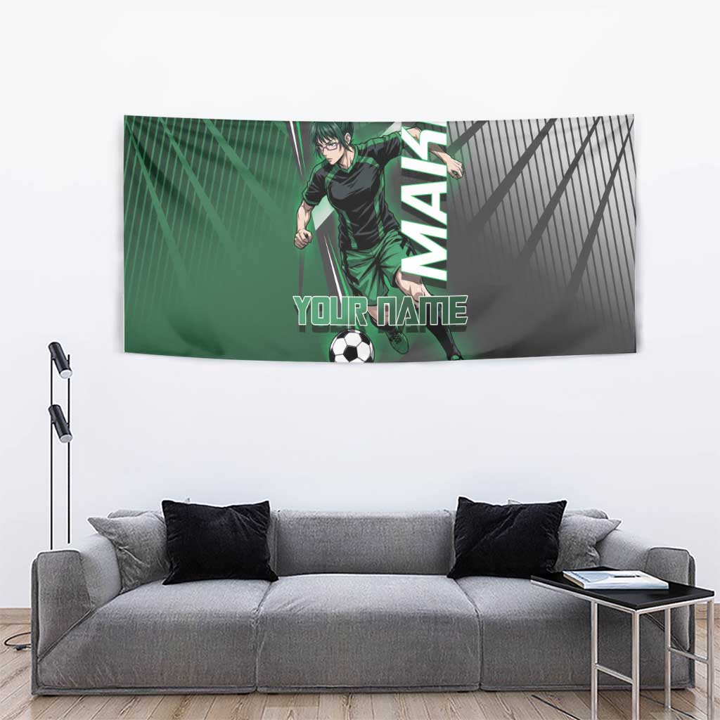 Personalized Maki Zenin Jujutsu Kaisen Tapestry Anime Soccer Design, Green Monochrome Action Pose