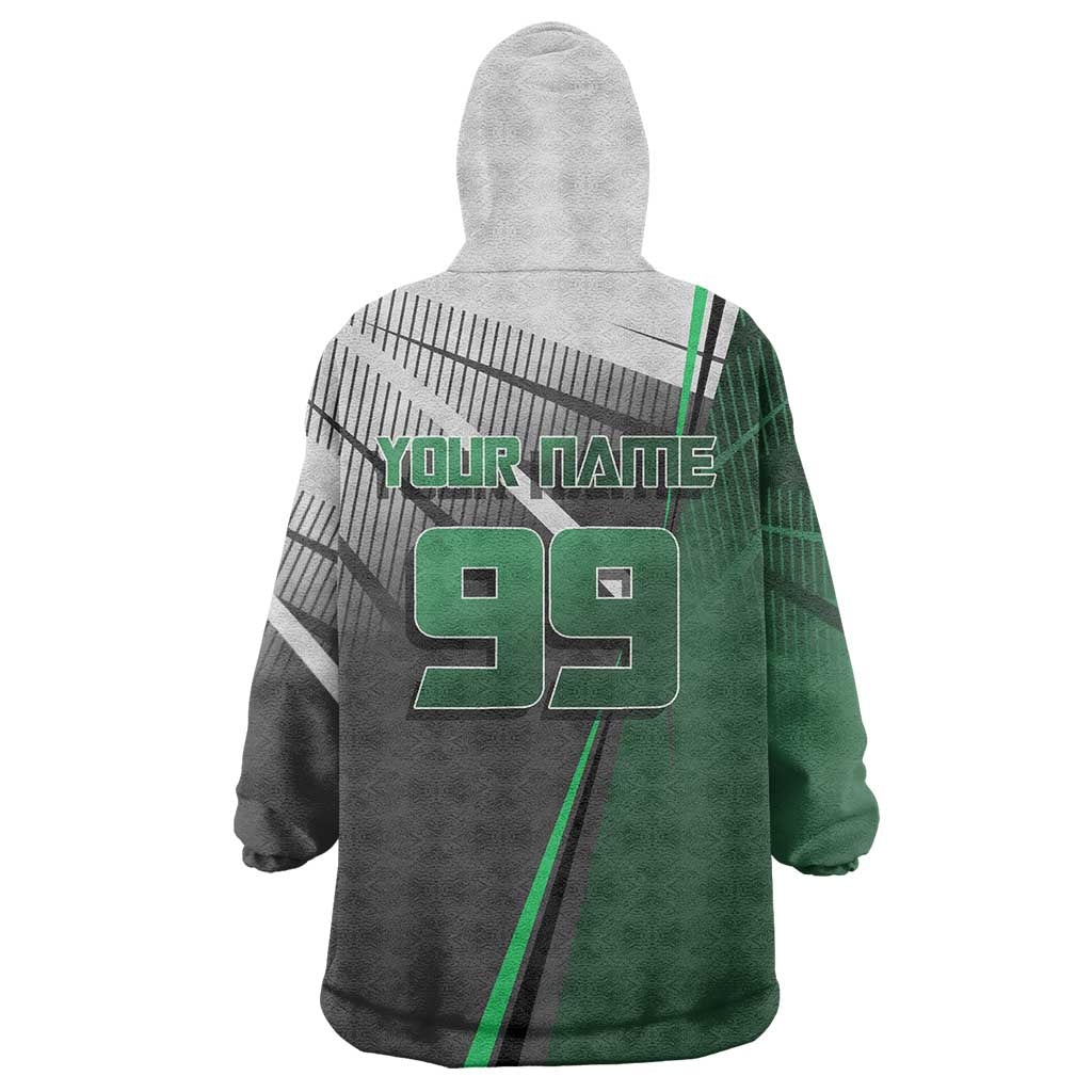 Personalized Maki Zenin Jujutsu Kaisen Wearable Blanket Hoodie Anime Soccer Design, Green Monochrome Action Pose