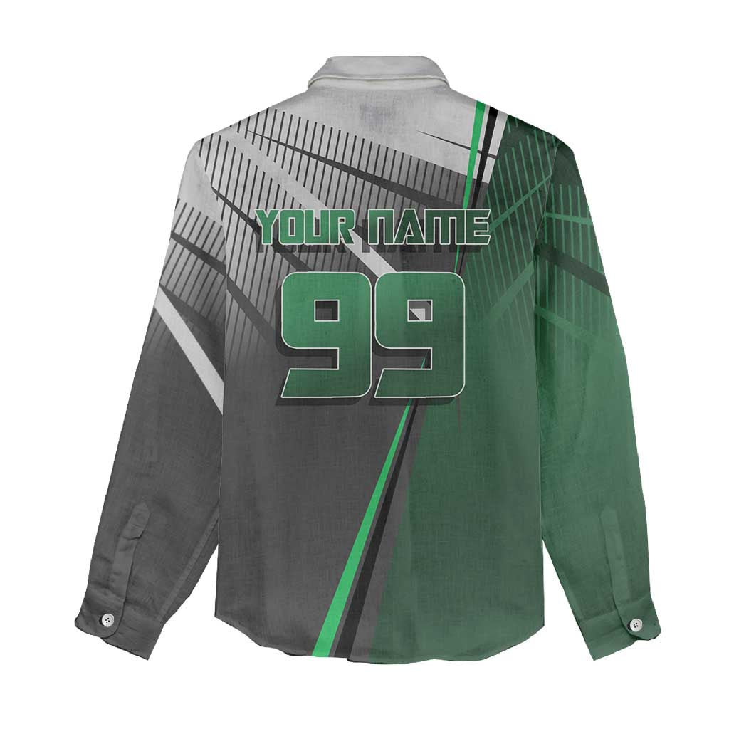 Personalized Maki Zenin Jujutsu Kaisen Women Casual Shirt Anime Soccer Design, Green Monochrome Action Pose