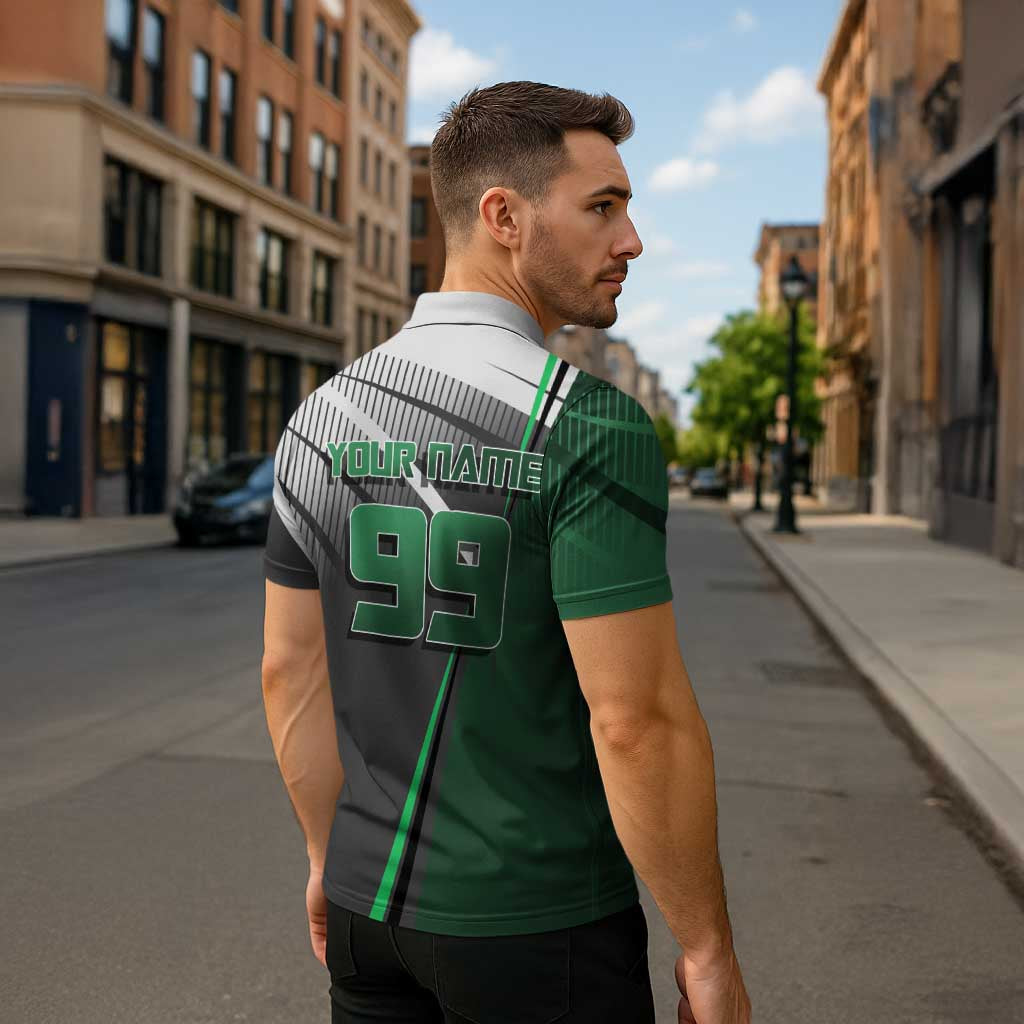 Personalized Maki Zenin Jujutsu Kaisen Zipper Polo Shirt Anime Soccer Design, Green Monochrome Action Pose