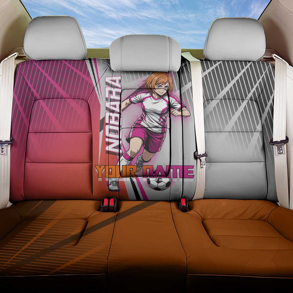 Personalized Nobara Kugisaki Jujutsu Kaisen Back Car Seat Cover with Pink Orange Gradient and Action Kick Pose