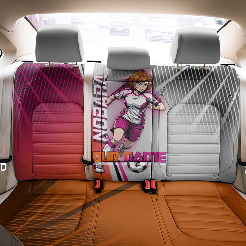 Personalized Nobara Kugisaki Jujutsu Kaisen Back Car Seat Cover with Pink Orange Gradient and Action Kick Pose