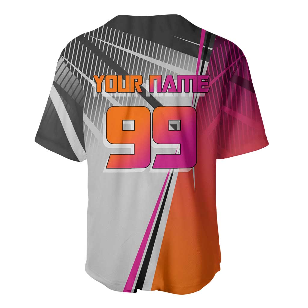 Personalized Nobara Kugisaki Jujutsu Kaisen Baseball Jersey with Pink Orange Gradient and Action Kick Pose