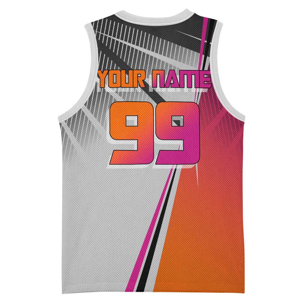 Personalized Nobara Kugisaki Jujutsu Kaisen Basketball Jersey with Pink Orange Gradient and Action Kick Pose