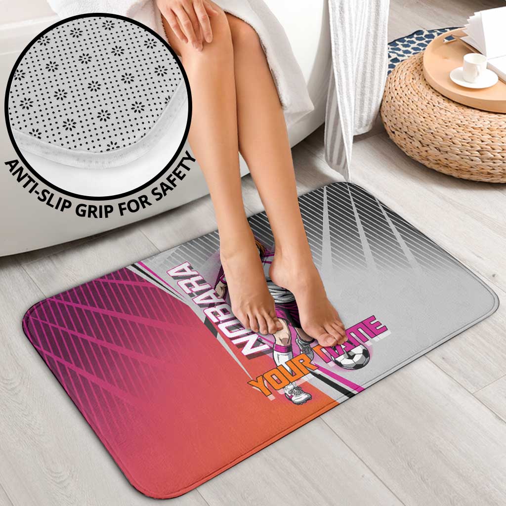 Personalized Nobara Kugisaki Jujutsu Kaisen Bathroom Set with Pink Orange Gradient and Action Kick Pose