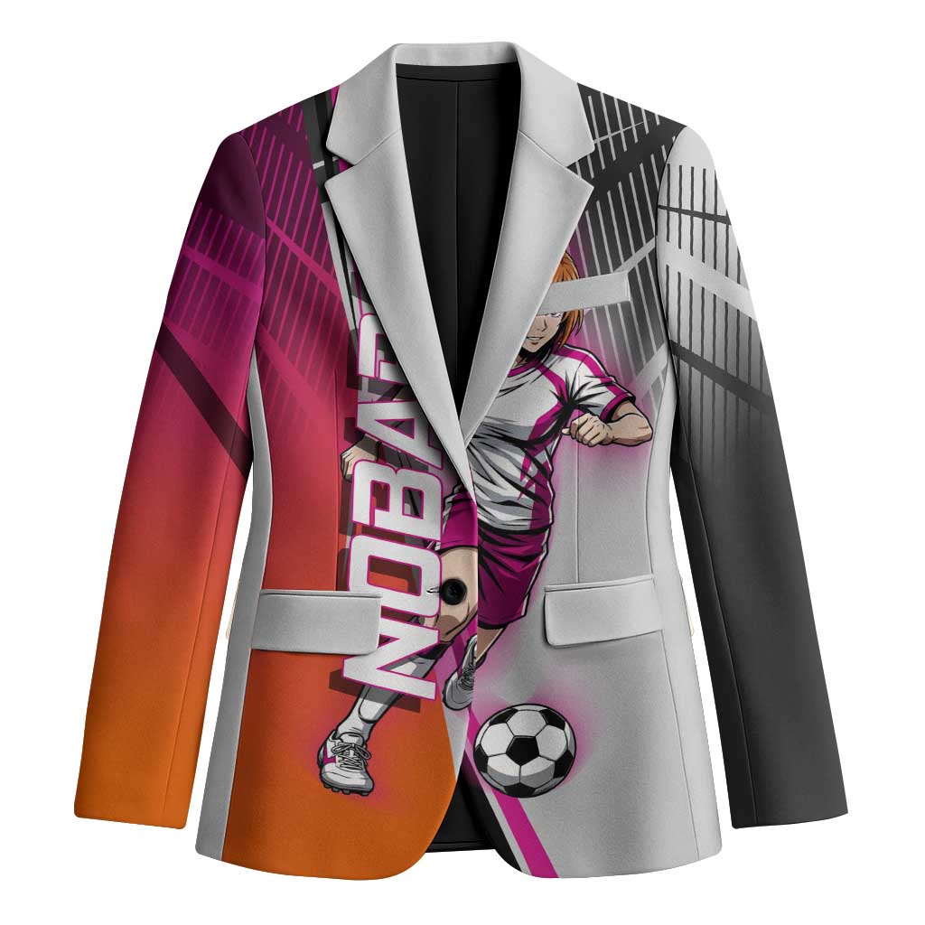 Personalized Nobara Kugisaki Jujutsu Kaisen Blazer with Pink Orange Gradient and Action Kick Pose