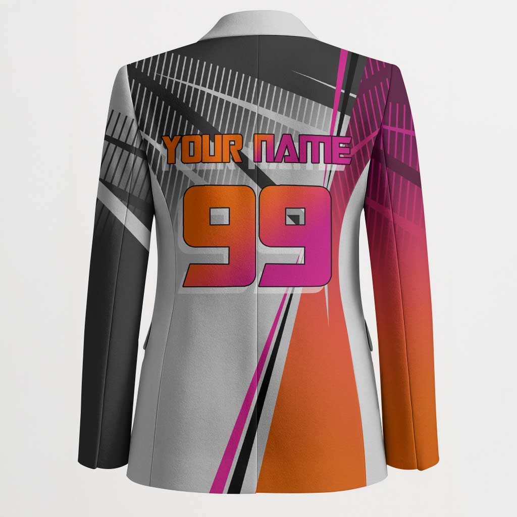Personalized Nobara Kugisaki Jujutsu Kaisen Blazer with Pink Orange Gradient and Action Kick Pose