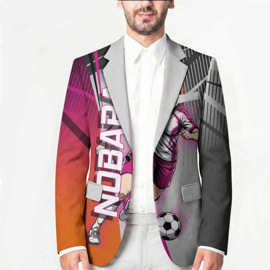 Personalized Nobara Kugisaki Jujutsu Kaisen Blazer with Pink Orange Gradient and Action Kick Pose