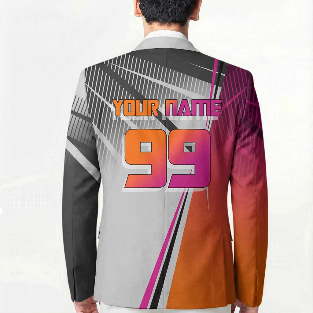 Personalized Nobara Kugisaki Jujutsu Kaisen Blazer with Pink Orange Gradient and Action Kick Pose