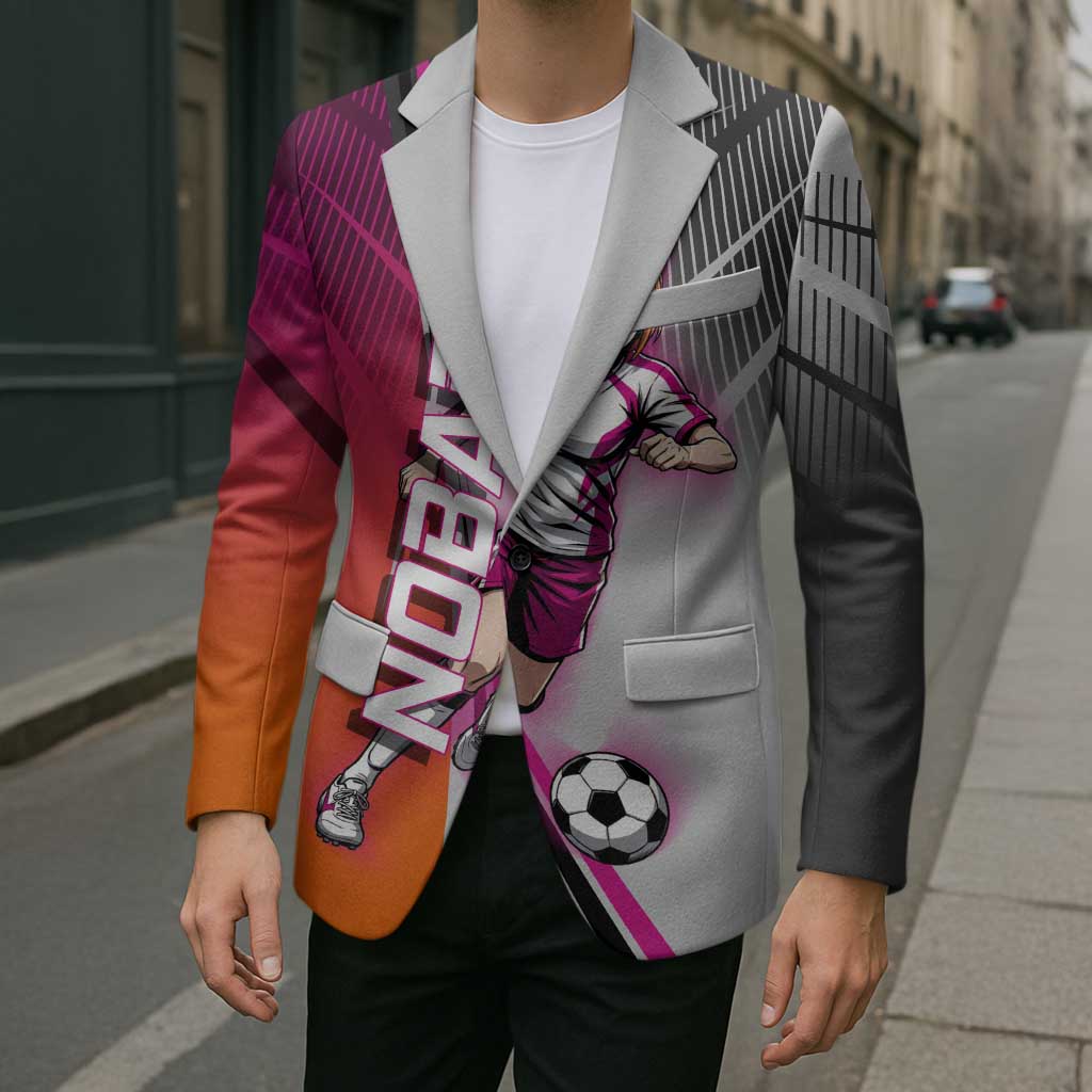 Personalized Nobara Kugisaki Jujutsu Kaisen Blazer with Pink Orange Gradient and Action Kick Pose