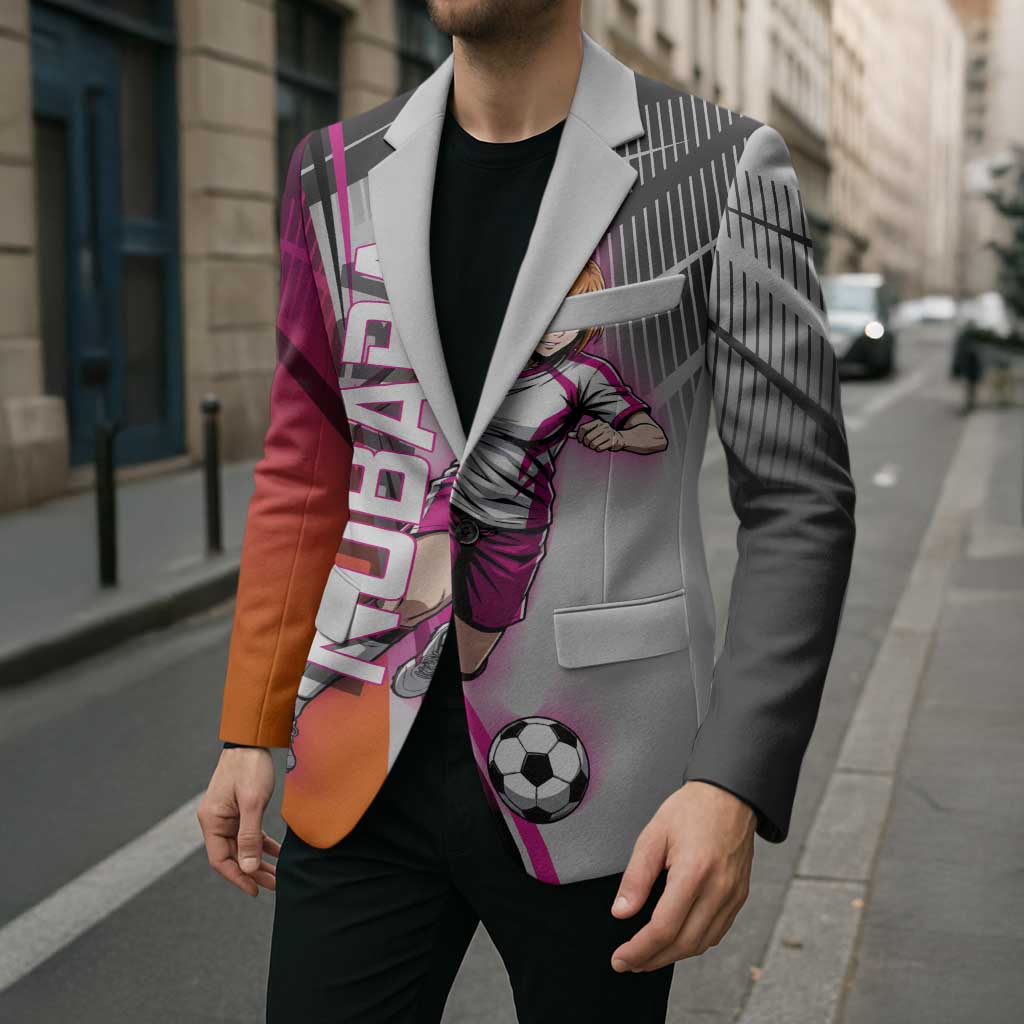 Personalized Nobara Kugisaki Jujutsu Kaisen Blazer with Pink Orange Gradient and Action Kick Pose