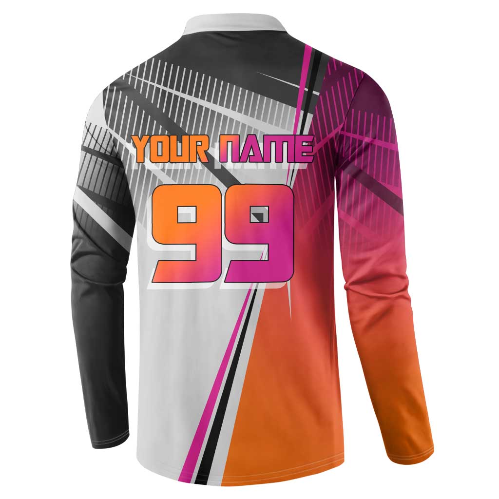 Personalized Nobara Kugisaki Jujutsu Kaisen Button Sweatshirt with Pink Orange Gradient and Action Kick Pose