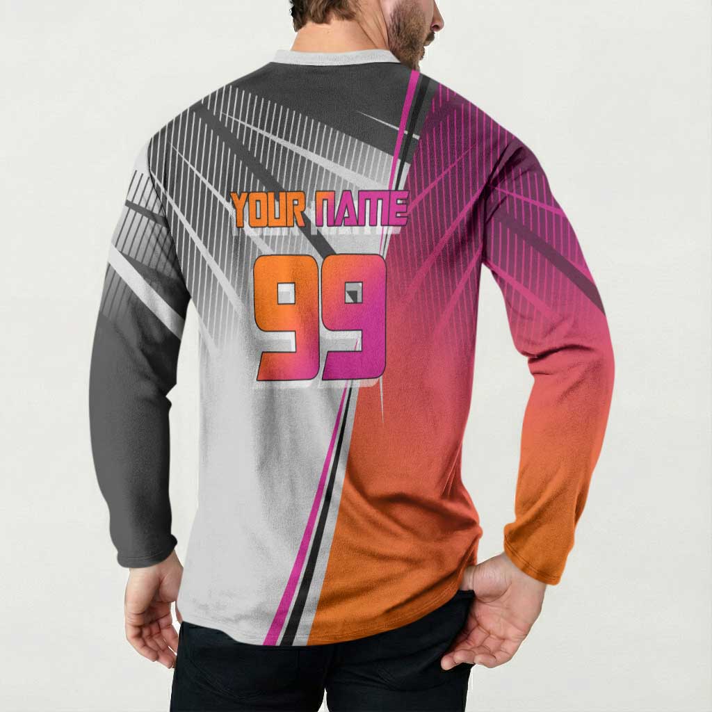 Personalized Nobara Kugisaki Jujutsu Kaisen Button Sweatshirt with Pink Orange Gradient and Action Kick Pose