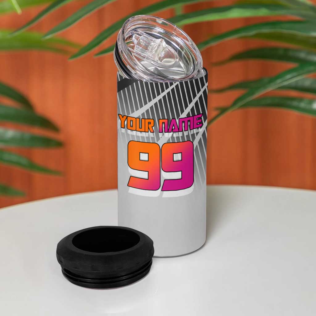Personalized Nobara Kugisaki Jujutsu Kaisen 4 in 1 Can Cooler Tumbler with Pink Orange Gradient and Action Kick Pose