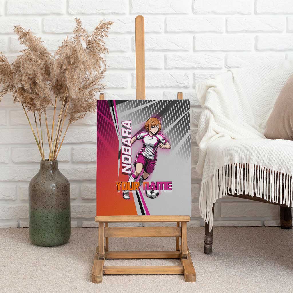 Personalized Nobara Kugisaki Jujutsu Kaisen Canvas Wall Art with Pink Orange Gradient and Action Kick Pose