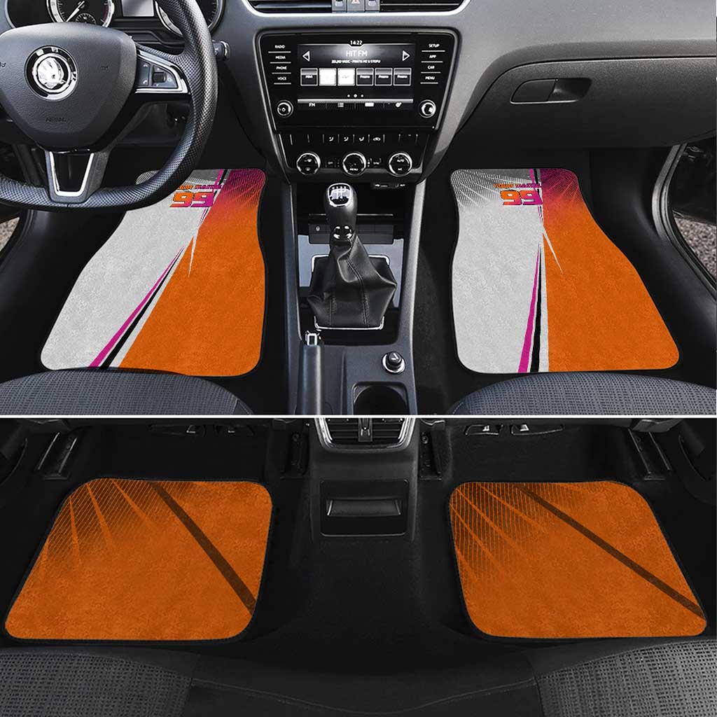 Personalized Nobara Kugisaki Jujutsu Kaisen Car Mats with Pink Orange Gradient and Action Kick Pose