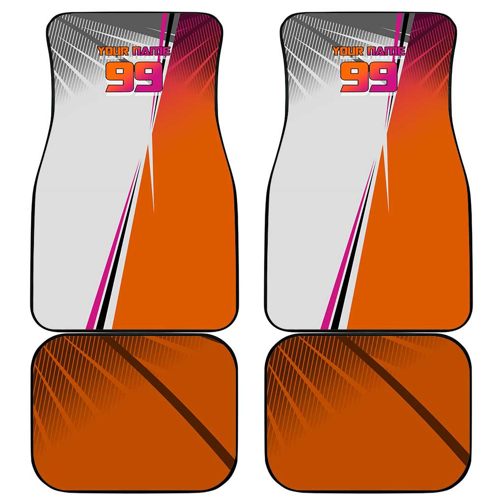 Personalized Nobara Kugisaki Jujutsu Kaisen Car Mats with Pink Orange Gradient and Action Kick Pose