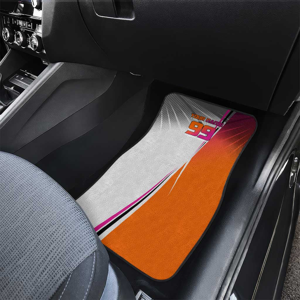 Personalized Nobara Kugisaki Jujutsu Kaisen Car Mats with Pink Orange Gradient and Action Kick Pose