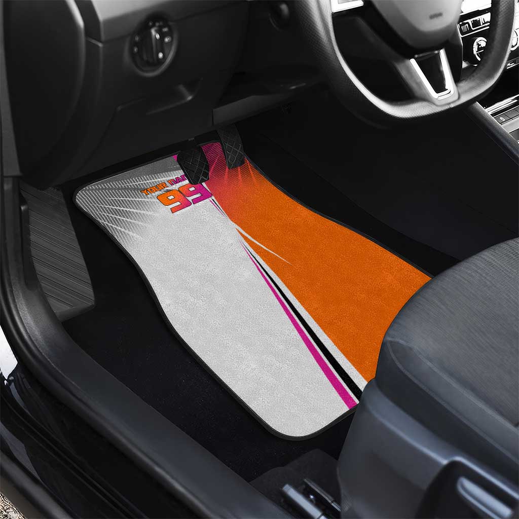 Personalized Nobara Kugisaki Jujutsu Kaisen Car Mats with Pink Orange Gradient and Action Kick Pose