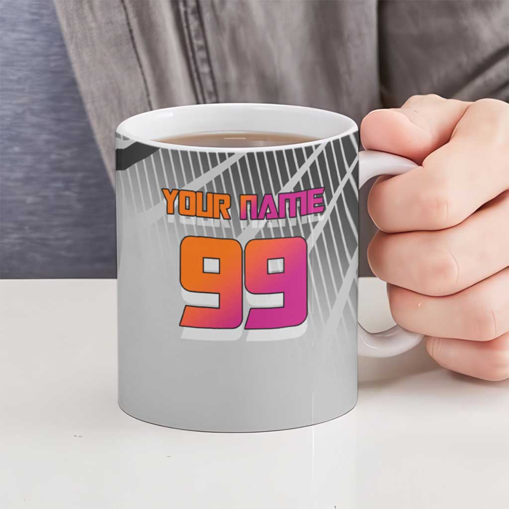 Personalized Nobara Kugisaki Jujutsu Kaisen Ceramic Mug with Pink Orange Gradient and Action Kick Pose