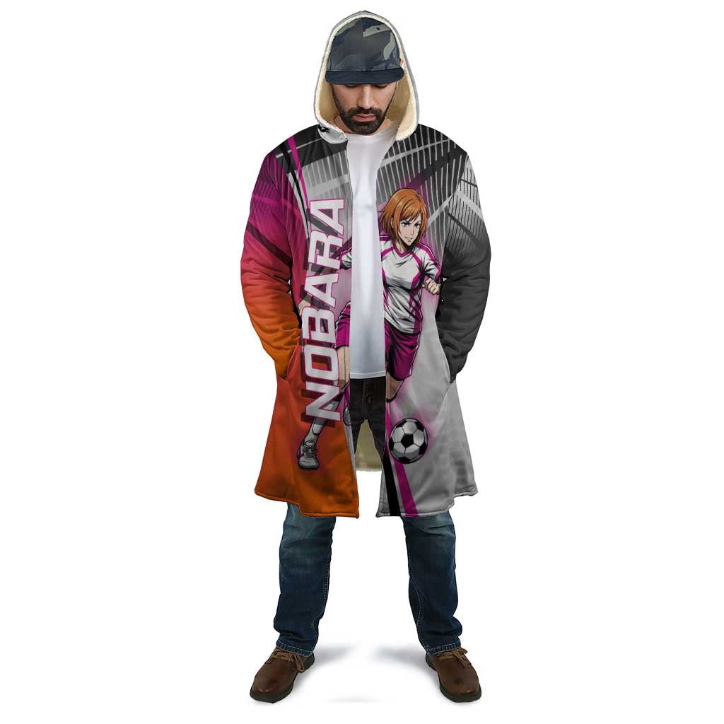 Personalized Nobara Kugisaki Jujutsu Kaisen Cloak with Pink Orange Gradient and Action Kick Pose