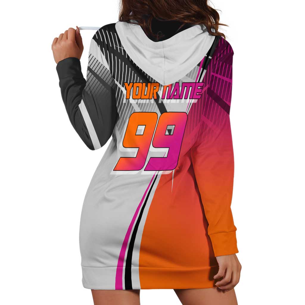 Personalized Nobara Kugisaki Jujutsu Kaisen Hoodie Dress with Pink Orange Gradient and Action Kick Pose