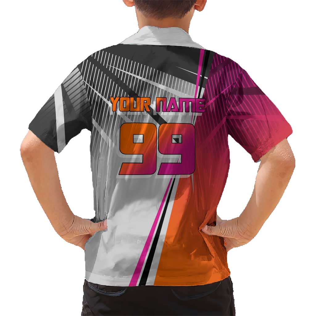 Personalized Nobara Kugisaki Jujutsu Kaisen Kid Hawaiian Shirt with Pink Orange Gradient and Action Kick Pose