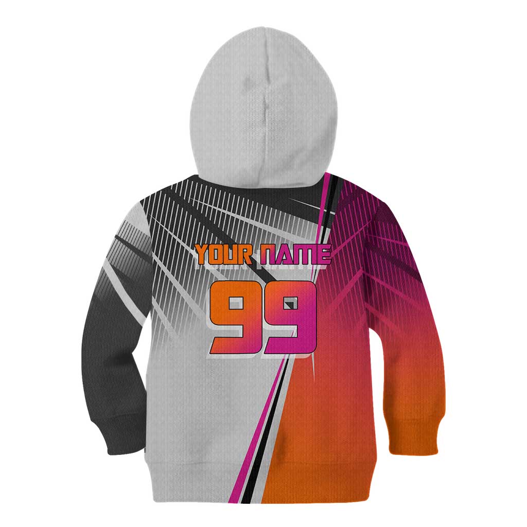 Personalized Nobara Kugisaki Jujutsu Kaisen Kid Hoodie with Pink Orange Gradient and Action Kick Pose