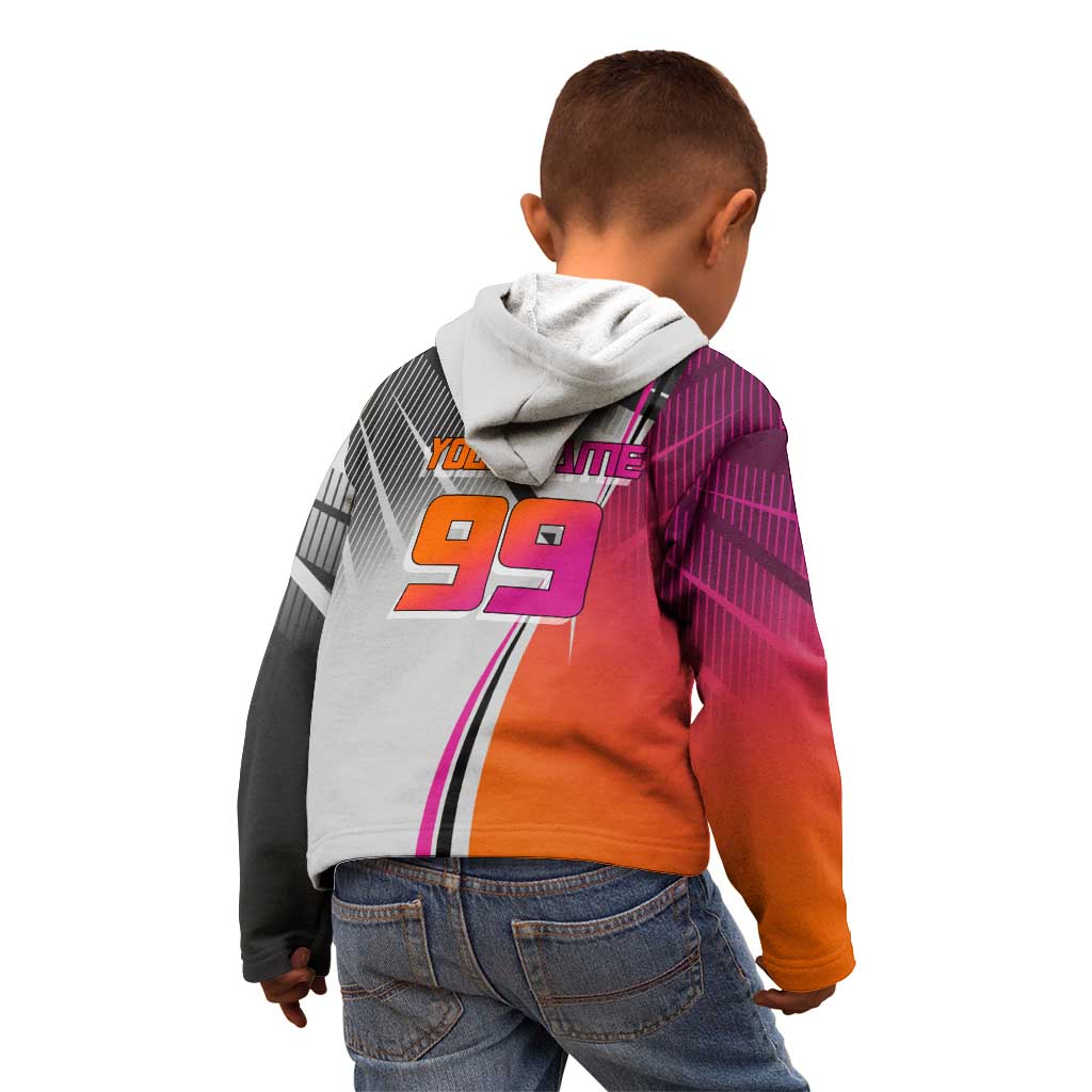 Personalized Nobara Kugisaki Jujutsu Kaisen Kid Hoodie with Pink Orange Gradient and Action Kick Pose