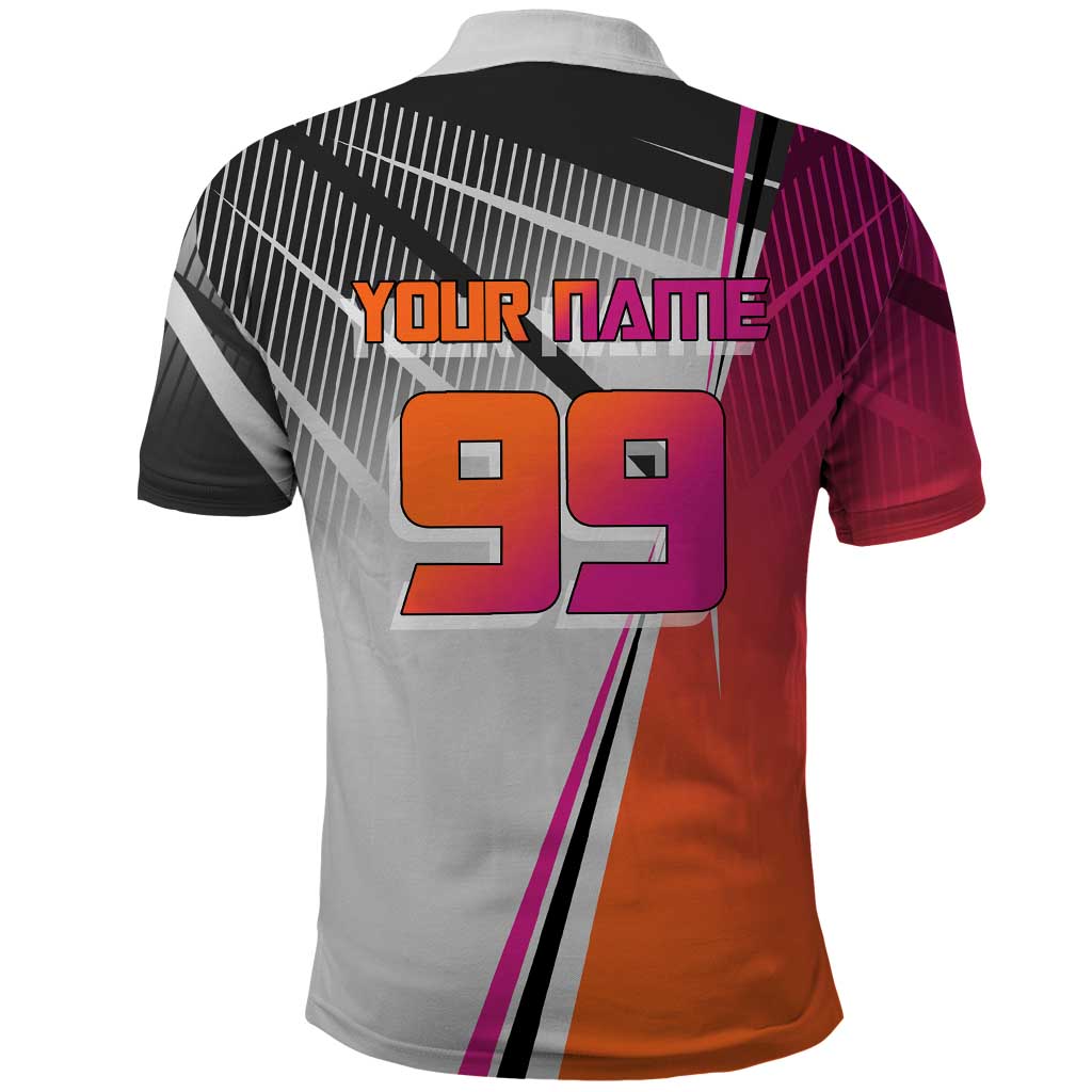 Personalized Nobara Kugisaki Jujutsu Kaisen Polo Shirt with Pink Orange Gradient and Action Kick Pose