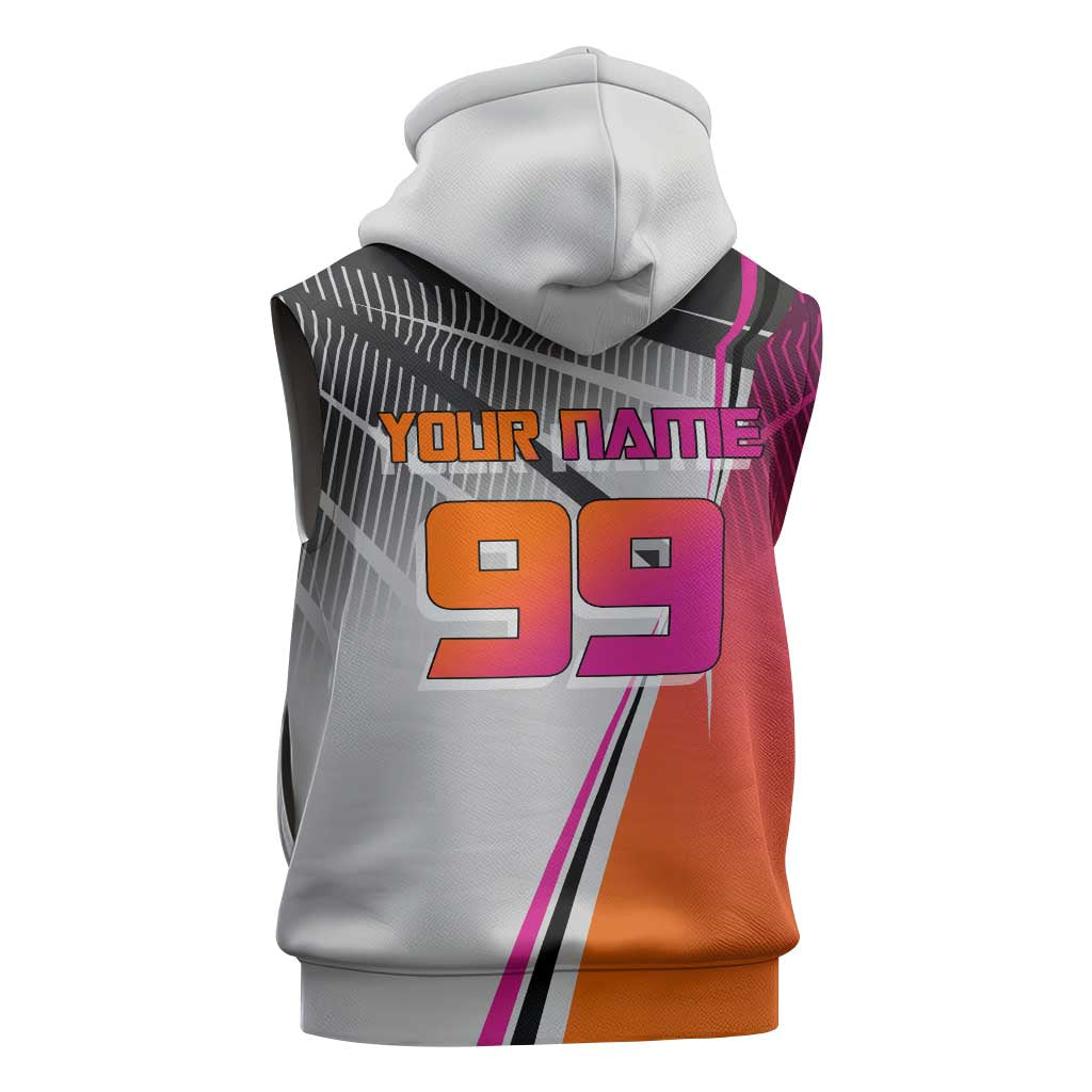 Personalized Nobara Kugisaki Jujutsu Kaisen Sleeveless Hoodie with Pink Orange Gradient and Action Kick Pose