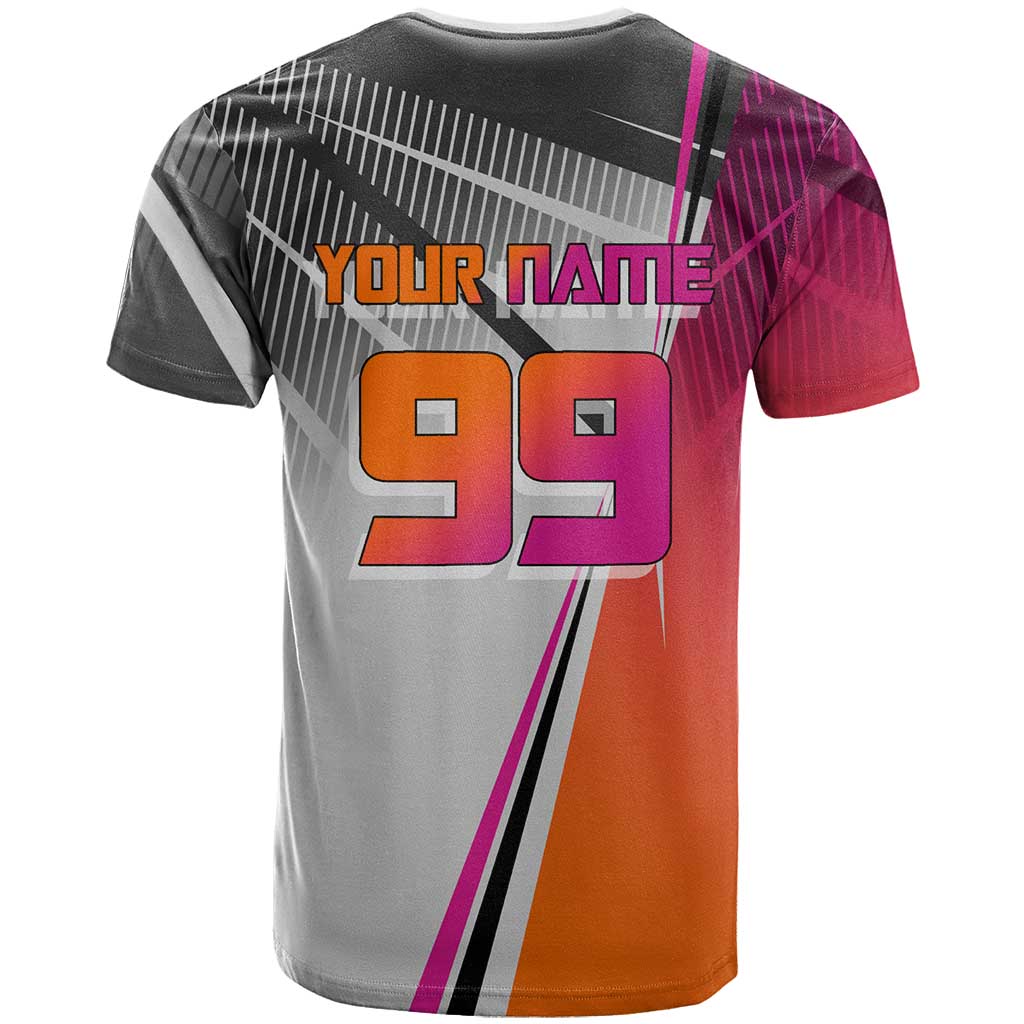 Personalized Nobara Kugisaki Jujutsu Kaisen T Shirt with Pink Orange Gradient and Action Kick Pose
