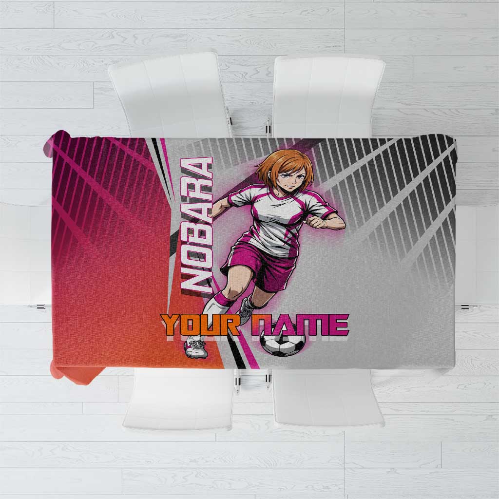 Personalized Nobara Kugisaki Jujutsu Kaisen Tablecloth with Pink Orange Gradient and Action Kick Pose