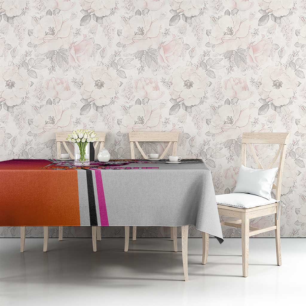 Personalized Nobara Kugisaki Jujutsu Kaisen Tablecloth with Pink Orange Gradient and Action Kick Pose