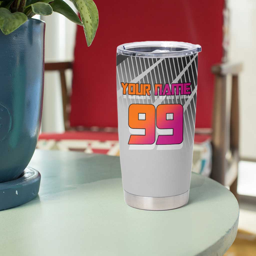 Personalized Nobara Kugisaki Jujutsu Kaisen Tumbler Cup with Pink Orange Gradient and Action Kick Pose
